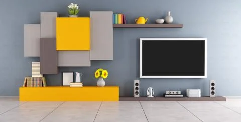 Modern lounge with tv set Stock Illustration