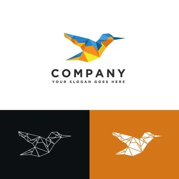 Modern Low poly Bird Logo Icon template set Stock Illustration
