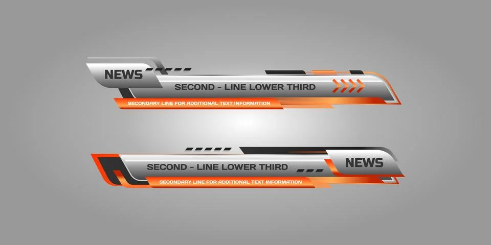 Modern lower third broadcasting banner template isolated Stock Illustration