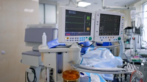 Modern lung ventilating machine working ... | Stock Video | Pond5