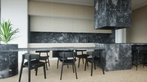 Modern Luxurious Kitchen Interior Design, 3d render animation Stock Footage 247250923