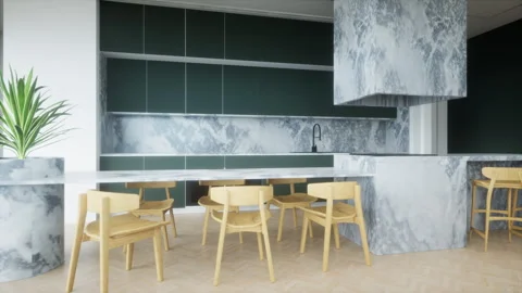 Modern Luxurious Kitchen Interior Design, 3d render animation Stock Footage 248554982