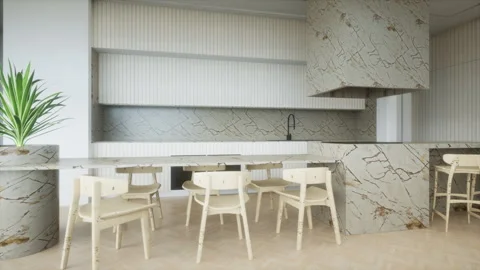 Modern Luxurious Kitchen Interior Design, 3d render animation Stock Footage 248626684