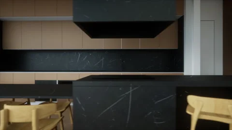 Modern Luxurious Kitchen Interior Design, 3d render animation Stock Footage 248907180