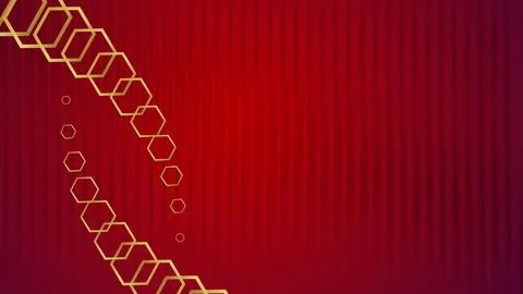 Modern Luxurious red red gradient background with golden polygons chain Illustrazione stock