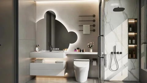 Modern Luxury Bathroom interior render 4K Stock Footage 341597734