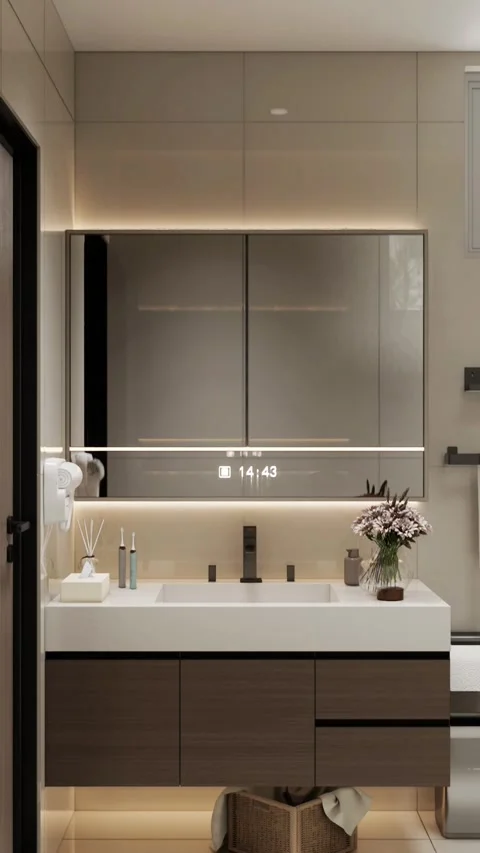Modern Luxury Bathroom interior render 4K Stock Footage 341808104