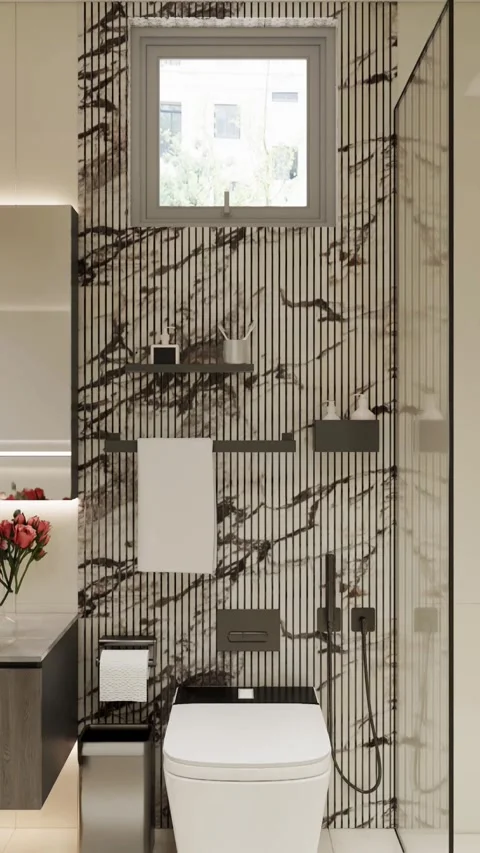 Modern Luxury Bathroom interior render 4K Stock Footage 341808357