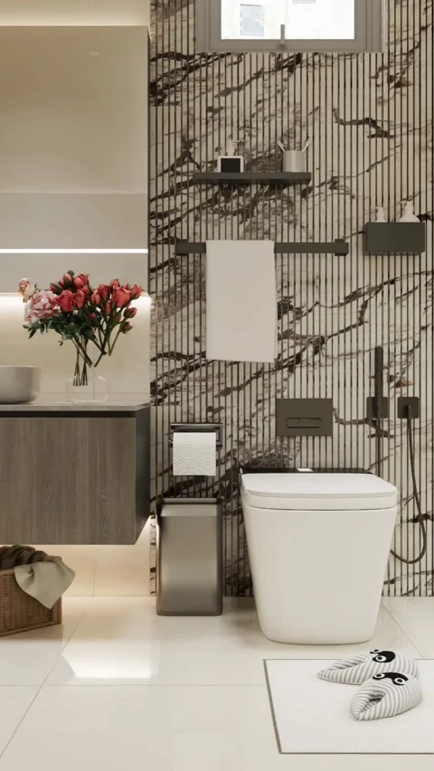 Modern Luxury Bathroom interior render 4K Stock Footage 341808377