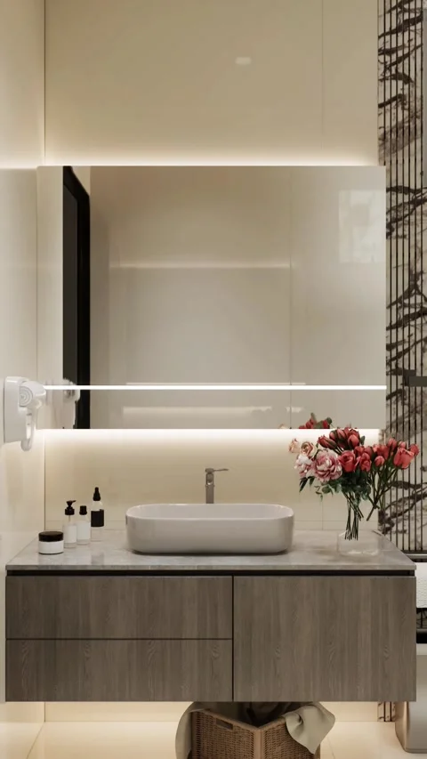 Modern Luxury Bathroom interior render 4K Stock Footage 341808378