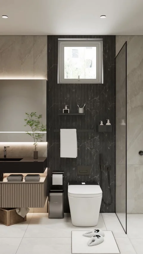 Modern Luxury Bathroom interior render 4K Stock Footage 341808423
