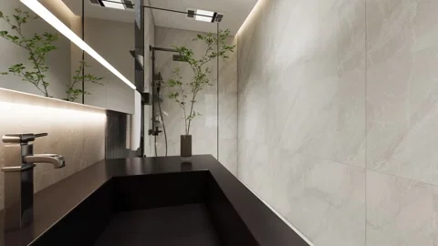 Modern Luxury Bathroom interior render 4K Stock Footage 341808565
