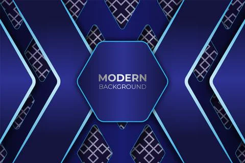 Modern Luxury Hexagonal Blue Background with Center Arrow Composition Stock Illustration