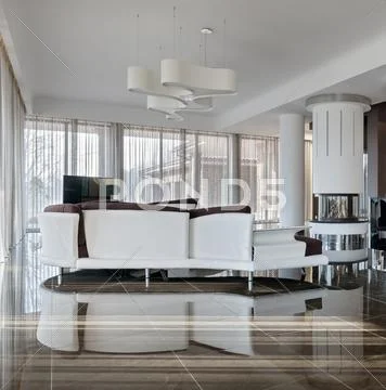 Modern luxury interior in daylight Stock Photos