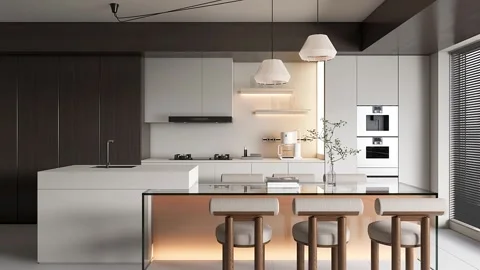 Modern Luxury Kitchen Interior 3D Render Stock Footage 339721701