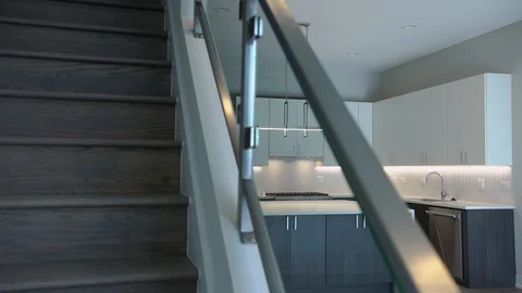 Modern luxury kitchen, interior walk through, steady cam, minimalistic design Stock Footage 100996021