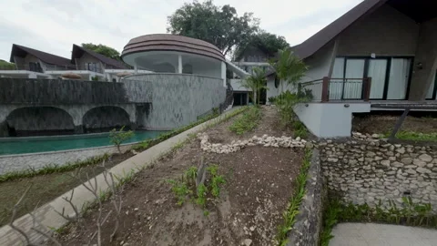 Modern Luxury Villa With Infinity Pool In Bali Tropical Landscape Stock Footage 337975097