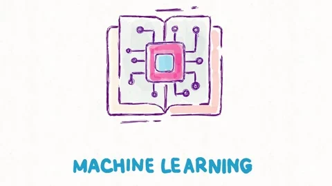 Modern Machine Learning Book Icon in Colorful Doodle Animation Stock Footage 341863448