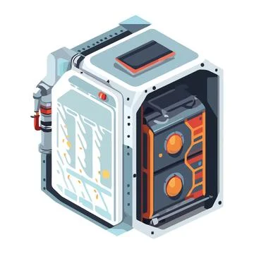 Modern machinery industry computer controlled equipment repairing metal Stock Illustration