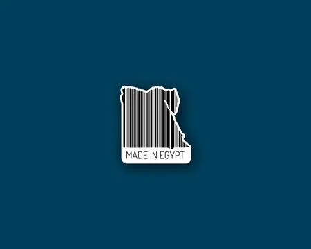 Modern "Made in Egypt" barcode map sticker Stock Illustration