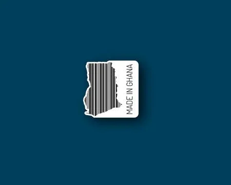Modern "Made in Ghana" barcode map sticker Stock Illustration