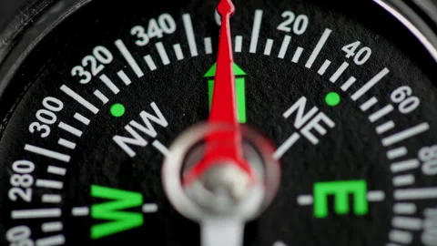 Modern magnetic compass, Close up. Stock Footage 256210688