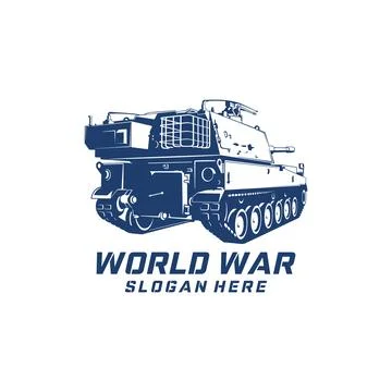 Modern Main Battle Tank Vector Logo Illustration. vector illustration of a .. Stock Illustration