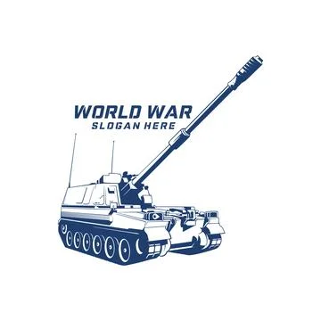 Modern Main Battle Tank Vector Logo Illustration. vector illustration of a .. Stock Illustration