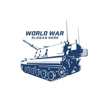 Modern Main Battle Tank Vector Logo Illustration. vector illustration of a .. Stock Illustration