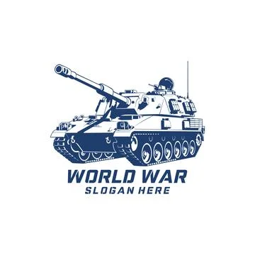 Modern Main Battle Tank Vector Logo Illustration. vector illustration of a .. Stock Illustration