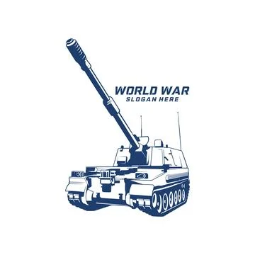 Modern Main Battle Tank Vector Logo Illustration. vector illustration of a .. Stock Illustration