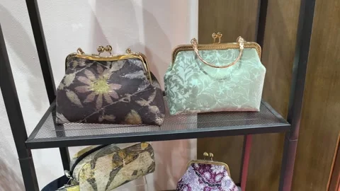Modern Malaysian Batik Handbag with Unique Flora Motifs Stock Footage 323782869