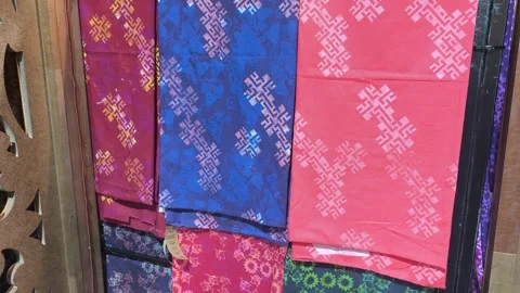 Modern Malaysian Batik Using Terap and Canting Techniques on Mannequin Stock Footage 323782777