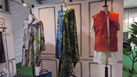 Modern Malaysian Batik Using Terap and Canting Techniques on Mannequin Stock Footage 323783097