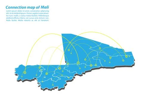 Modern of mali Map connections network design, Best Internet Concept of mali  Stock Illustration