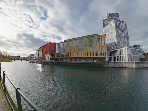The modern Malmo Live complex and vibrant colorful buildings Stock Photos