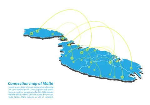 Modern of malta Map connections network design, Best Internet Concept of malt Stock Illustration