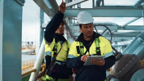 Modern man engineer supervisor with tabl... | Stock Video | Pond5