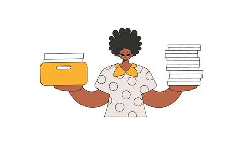 A modern man holds stacks of documents in his hands. Stock Illustration