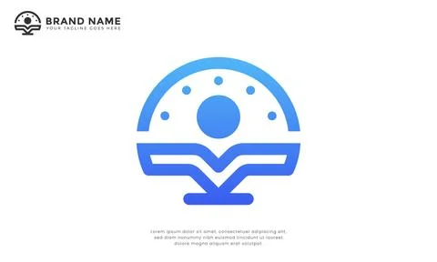 Modern man learning logo Stock Illustration