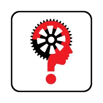 Modern man sign with question mark and gear Stock Illustration