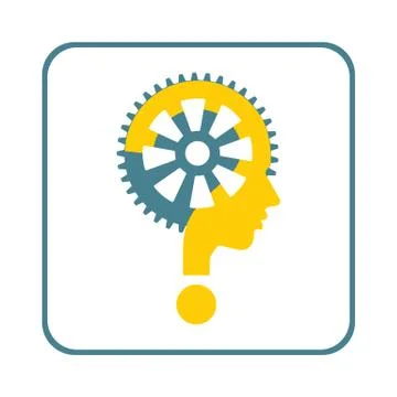 Modern man sign with question mark and gear Illustrazione stock