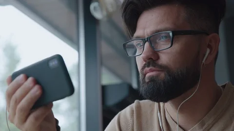 Modern man is talking on video. Concept conferencing, gadgets Stock Footage 93561734