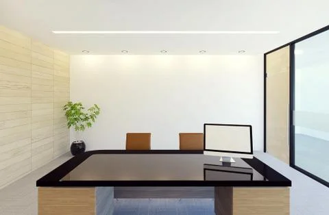 Modern manager office room interior, view from manager's chair, 3D rendering Stock Illustration