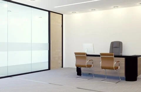 Modern manager office room interior, 3D rendering Stock Illustration