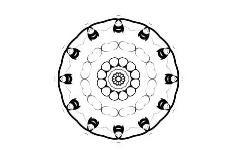 Modern Mandala Black White Circular Geometry Иллюстрация