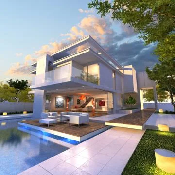 Modern mansion Illustrazione stock