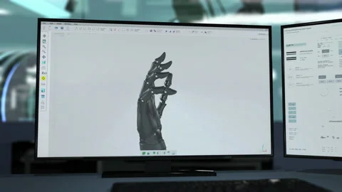 Modern Manufacturing System Assembling Fingers Of Robotic Arm Prototype Stock Footage 236256488