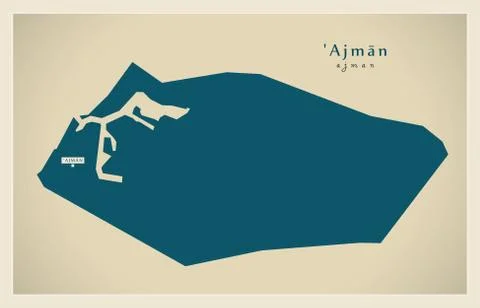 Modern Map - Ajman AE Stock Illustration