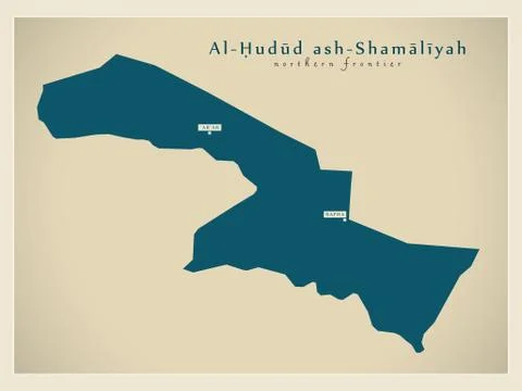 Modern Map - Al-Hudud ash-Shamaliyah SA Stock Illustration
